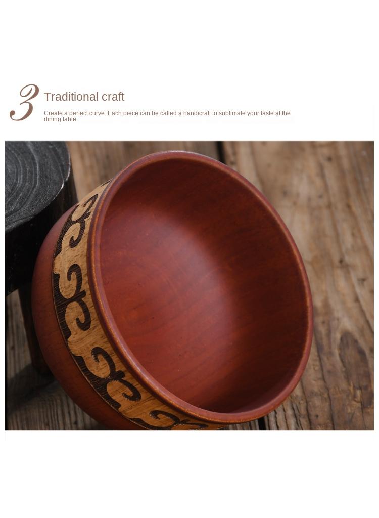 general 5-Piece Wooden Bowl Wooden Milk Tea Bowl  - Image 5
