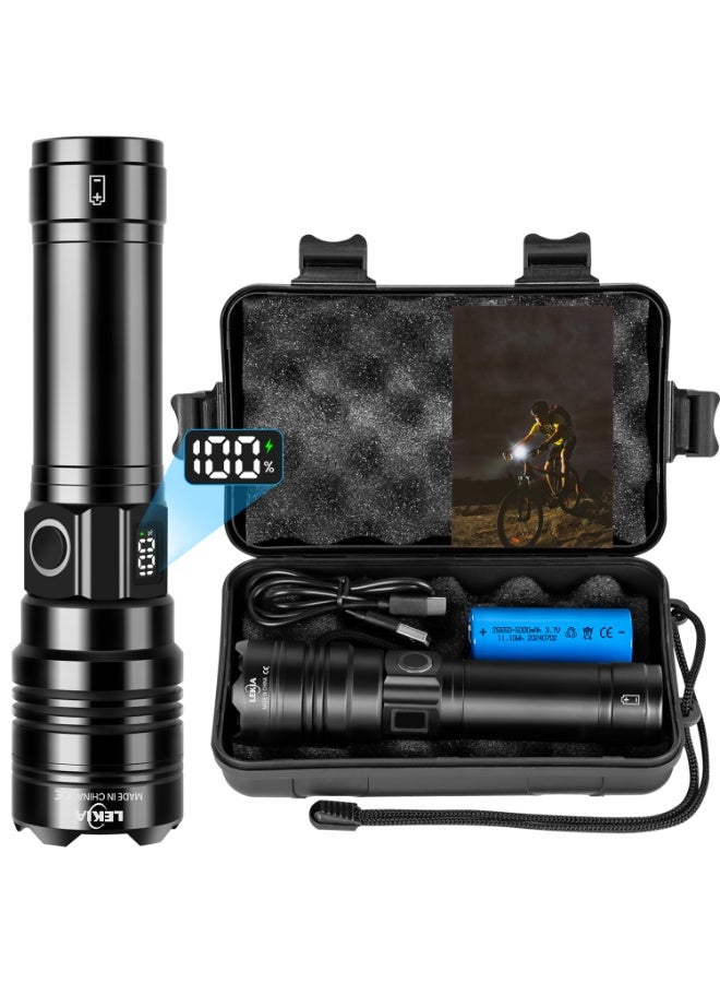 Rechargeable LED Torch - Extremely Bright 500,000 Lumens, PHM-30W USB C Military Battery Operated, 5 Modes, IPX6 Waterproof, Zoomable for Emergency, Camping - Image 1