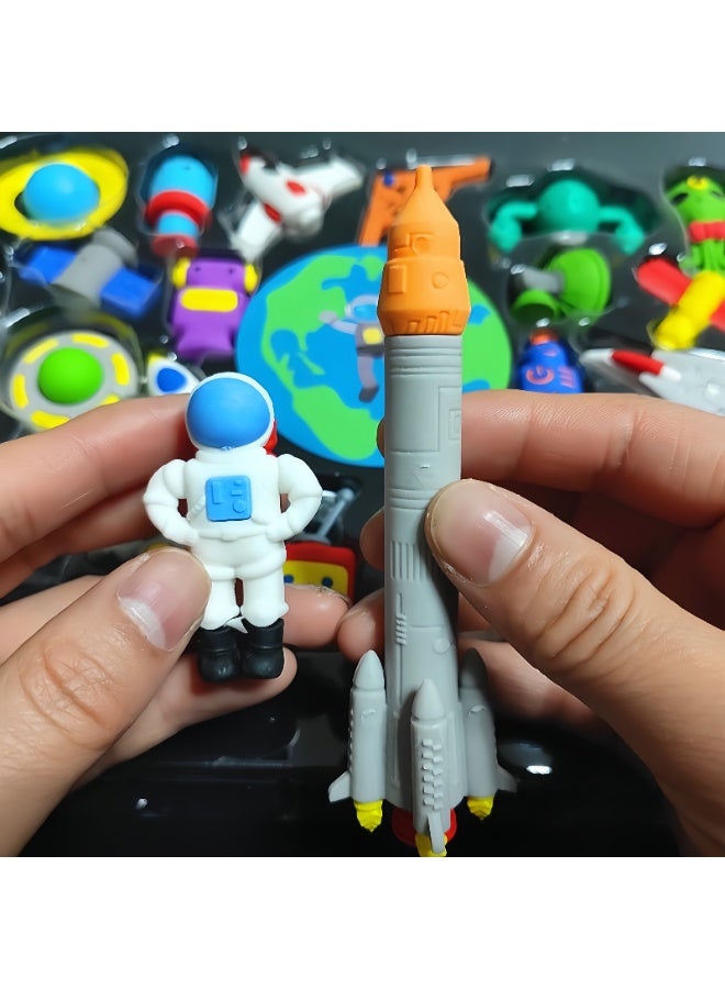 Qihao 21-Piece Space Eraser Set: Rockets, Astronauts, Planets | Educational Gift for Kids & Students - Image 5