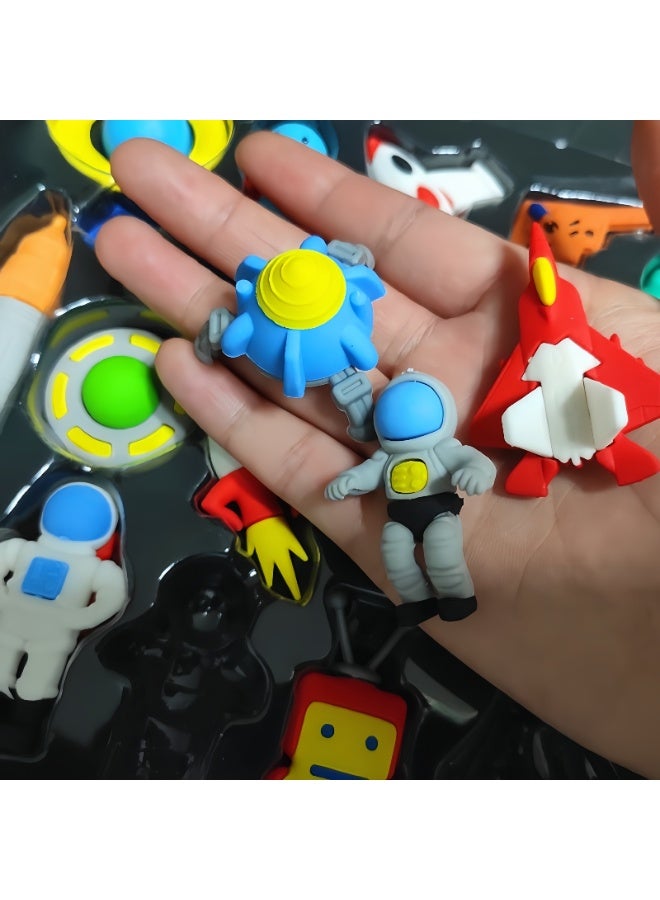 Qihao 21-Piece Space Eraser Set: Rockets, Astronauts, Planets | Educational Gift for Kids & Students - Image 4