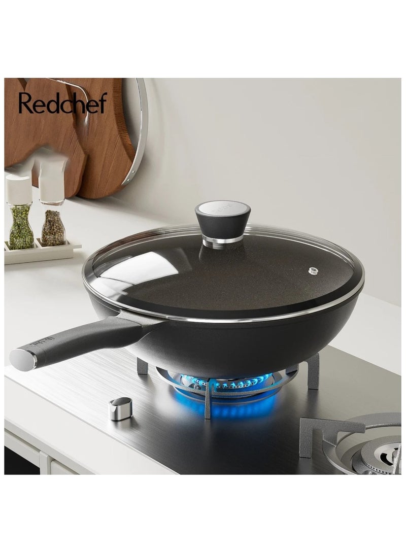 Redchef Nonstick Ti-Ceramic Wok Non Toxic, PFAS PTFE & PFOA Free Deep Frying Pan Suitable for All Stoves(Gas,Electric & Induction) 30cm - Image 1