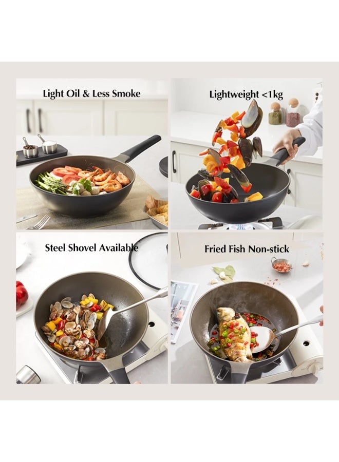 Redchef Nonstick Ti-Ceramic Wok Non Toxic, PFAS PTFE & PFOA Free Deep Frying Pan Suitable for All Stoves(Gas,Electric & Induction) 30cm - Image 3
