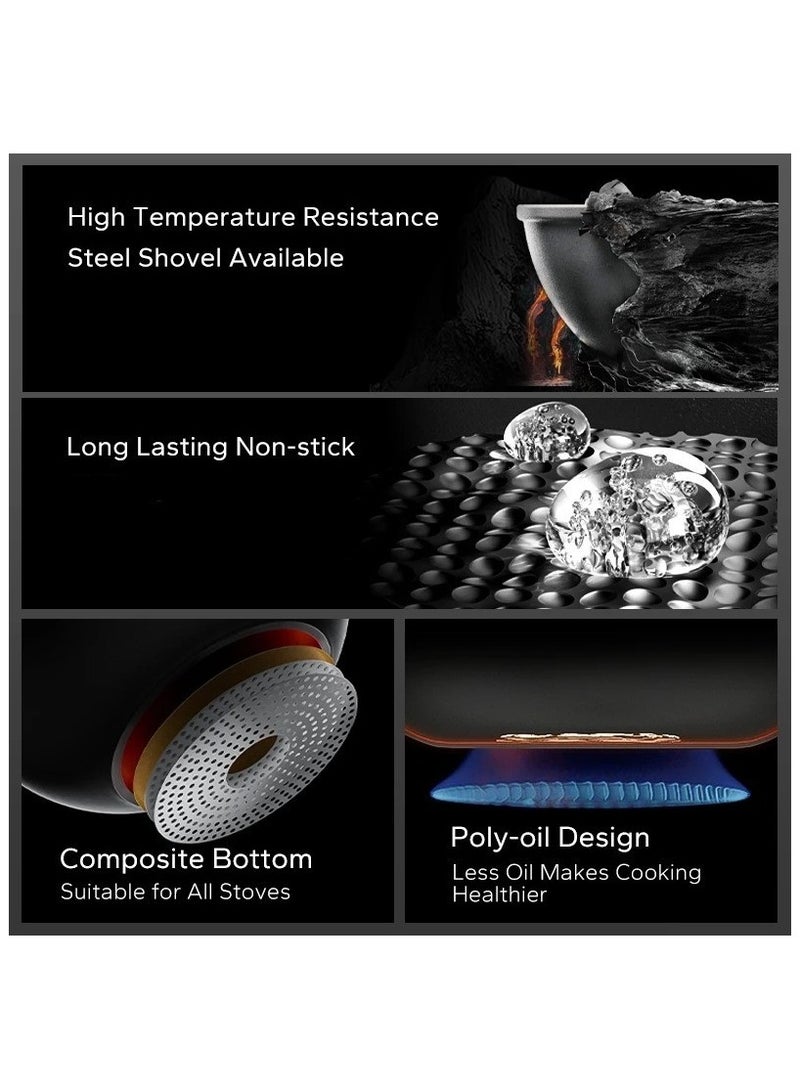 Redchef Nonstick Ti-Ceramic Wok Non Toxic, PFAS PTFE & PFOA Free Deep Frying Pan Suitable for All Stoves(Gas,Electric & Induction) 30cm - Image 4