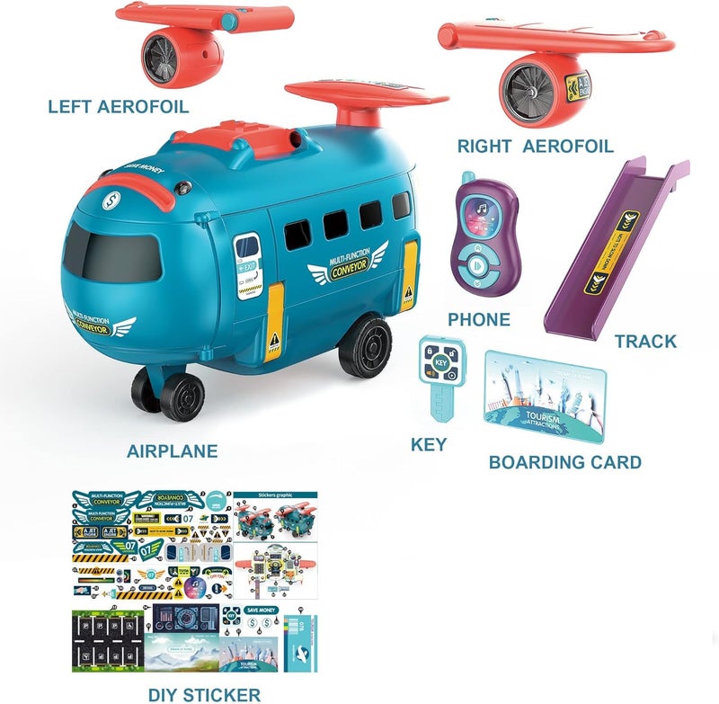 Dwi Dowellin Airplane Car Toy,Steering Wheel Toys for 3 4 5 6 Year Old Boys&Girls with Sound and Light,Toddler Educational Plane Driving Toy Gift for Kids Aged 3+, Blue - Image 5