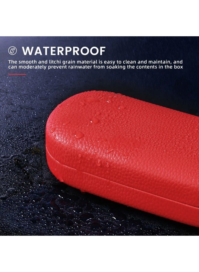 molshine Hard Shell Leather Sunglasses Case,Classic Large Glasses Case for Women Men,Sunglass Eyeglasses, Red, L - Image 5