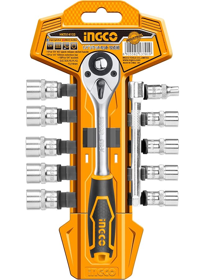 INGCO Hkts14122 Industrial Trade Grade Socket Set 12 Pieces 1 4 Inch Size - Image 1