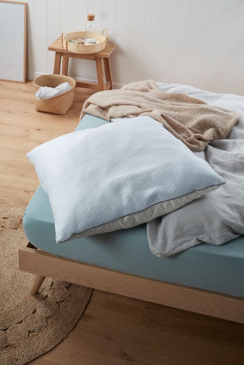 Tchibo Cooling Pillow 90 L x 70 W cm, White and Light Blue - Image 1