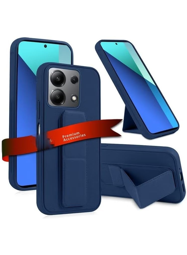 Muzz حافظة دعم خلفية لهاتف Honor X7d مع حامل مغناطيسي للسيارة، غطاء سيليكون ناعم مع قاعدة أفقية ورأسية، حزام للمعصم، حماية كاملة، حافظة مضادة لبصمات الأصابع لهاتف Honor X7d 2025 باللون الأزرق - Image 1