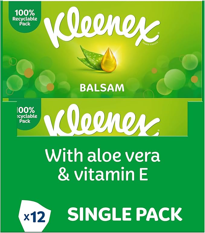 Kleenex Balsam Facial Tissues Pack of 12 Tissue Boxes - Image 1