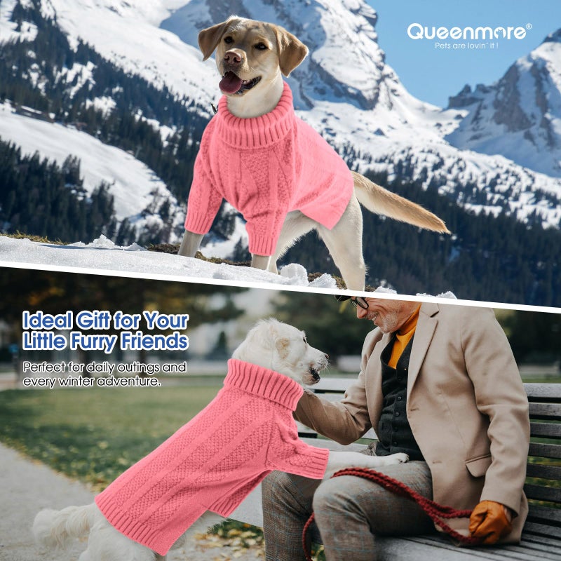 Queenmore XSmall Dog Sweater - Soft Knitted Turtleneck Pullover for Dogs, Chihuahua (Pink, XS) - Image 5