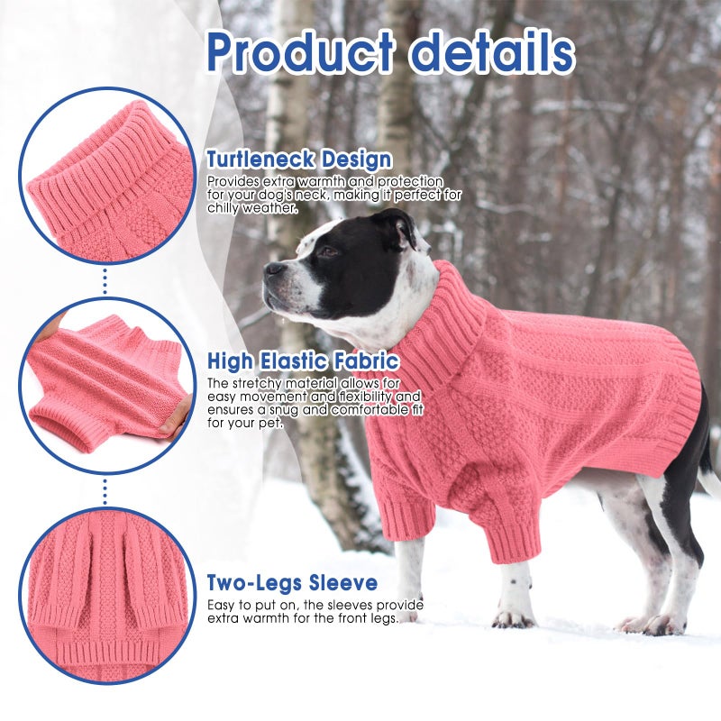 Queenmore XSmall Dog Sweater - Soft Knitted Turtleneck Pullover for Dogs, Chihuahua (Pink, XS) - Image 4