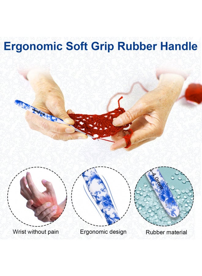 BCMRUN Crochet Hooks Set with Case 14 Size Blue and White Porcelain Pattern for Arthritis Hands, 2.25mm(B)-10mm(N) Crochet Needles for Beginners, Mothers Day Gift, Crochet Lovers (Azure) - Image 5