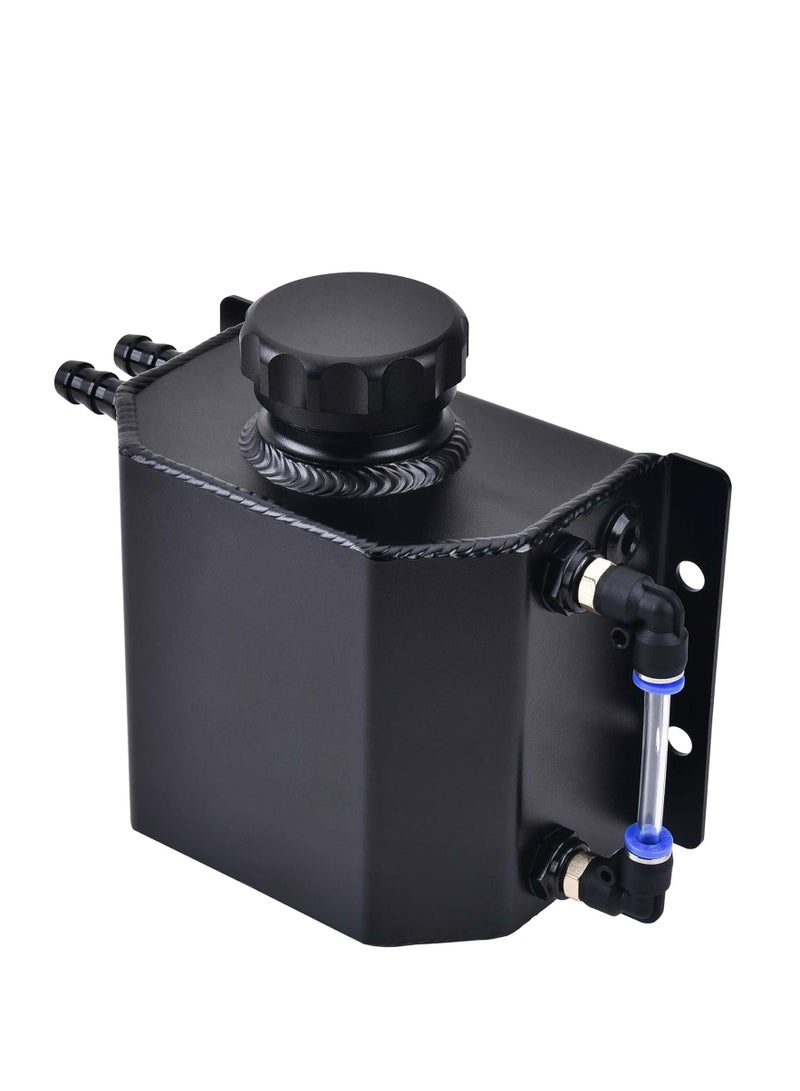Generic Coolant Overflow Tank, Aluminum Radiator Tank, Reservoir Expansion Tank Universal 1L Black  - Image 1