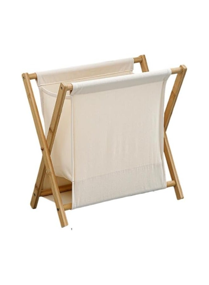 Wood X-Frame Laundry Hamper, Folding Large Wooden Baskets with Handle, Sorter for Blankets Clothes Pillows Towels, 56.5×50×34CM - Image 3