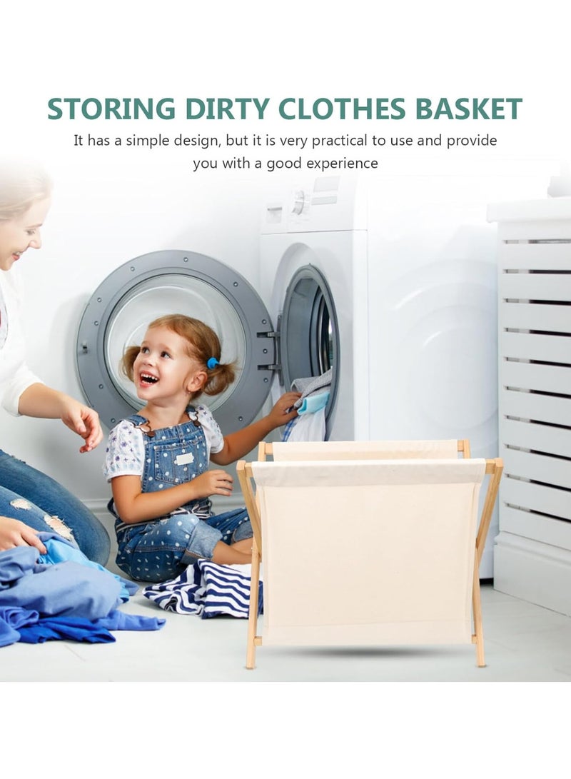 Wood X-Frame Laundry Hamper, Folding Large Wooden Baskets with Handle, Sorter for Blankets Clothes Pillows Towels, 56.5×50×34CM - Image 5
