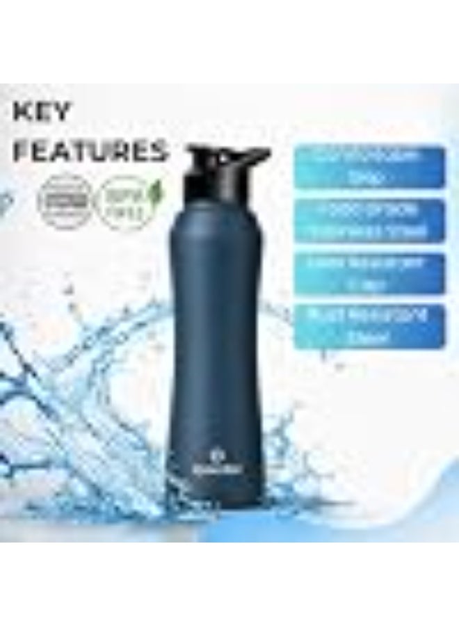 Speedex Stainless Steel Water Bottle 1 Ltr, 1000 ml Metal Bottle For Daily, Office, School, Gym, Travel Use for Men, Women, Kids, Adults-Leak Proof Sipper Cap, BIS Approved, Teal Blue, Set of 1 - Image 2