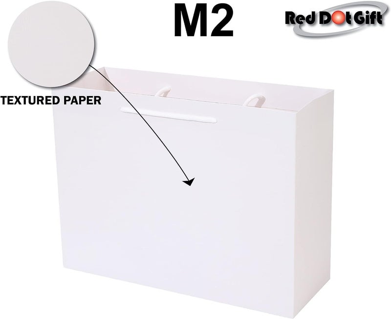 Red Dot Gift REDDOTGIFT® Pack of 10 Textured Paper Bags,Gift Bags Shopping Bag Party Favor Bags for Birthday Mother’s Day, Baby Shower Bridal Shower Wedding Gift (M2 H27*36 * 13cm, White) - Image 3