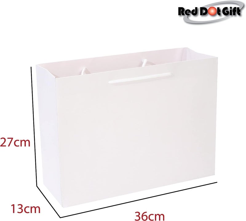 Red Dot Gift REDDOTGIFT® Pack of 10 Textured Paper Bags,Gift Bags Shopping Bag Party Favor Bags for Birthday Mother’s Day, Baby Shower Bridal Shower Wedding Gift (M2 H27*36 * 13cm, White) - Image 2