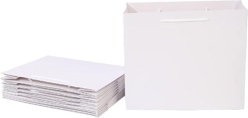 Red Dot Gift REDDOTGIFT® Pack of 10 Textured Paper Bags,Gift Bags Shopping Bag Party Favor Bags for Birthday Mother’s Day, Baby Shower Bridal Shower Wedding Gift (M2 H27*36 * 13cm, White) - Image 1
