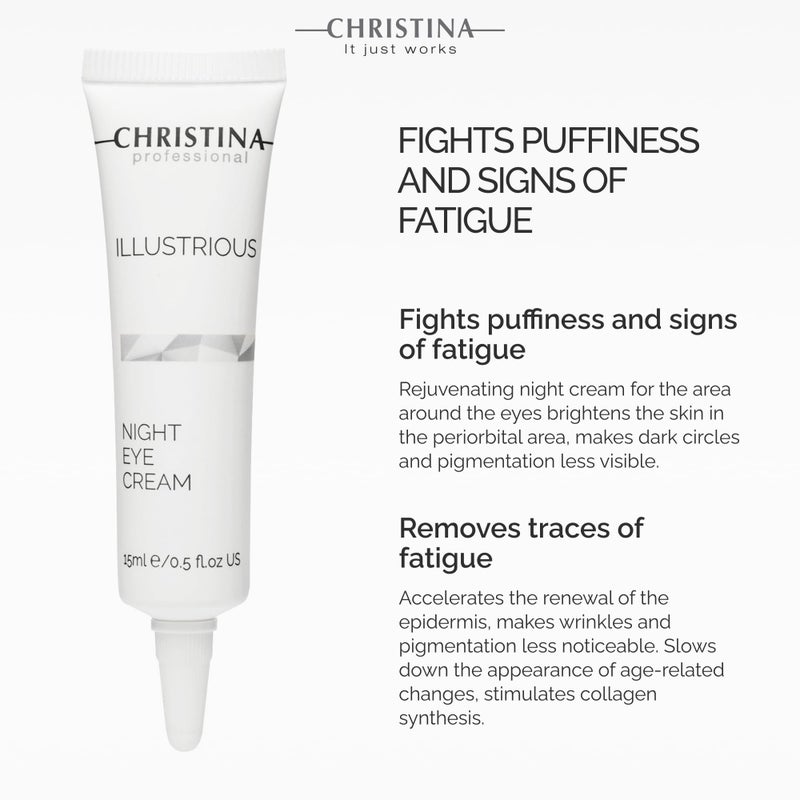 -CHRISTINA- Illustrious Night Eye Cream with Retinol and Vitamin C | Under Eye Cream Revitalizes, Brightens, Nourishes the Skin | Night Cream for All Skin Types 15ml - Image 3