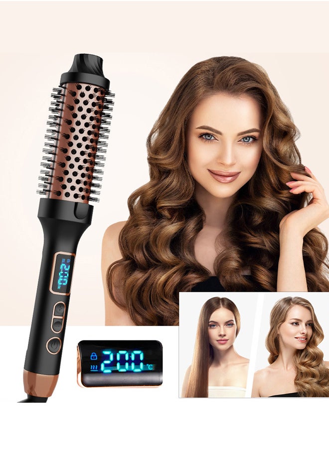 Joshberg 38mm Ceramic Curling Iron,Thermal Round Brush for Blowout Look, Heated Hair Curling Brush with Led Display, Curling Iron Styler with 10 Temperature Control, Dual Voltage for Travel, Rose Gold  - Image 2