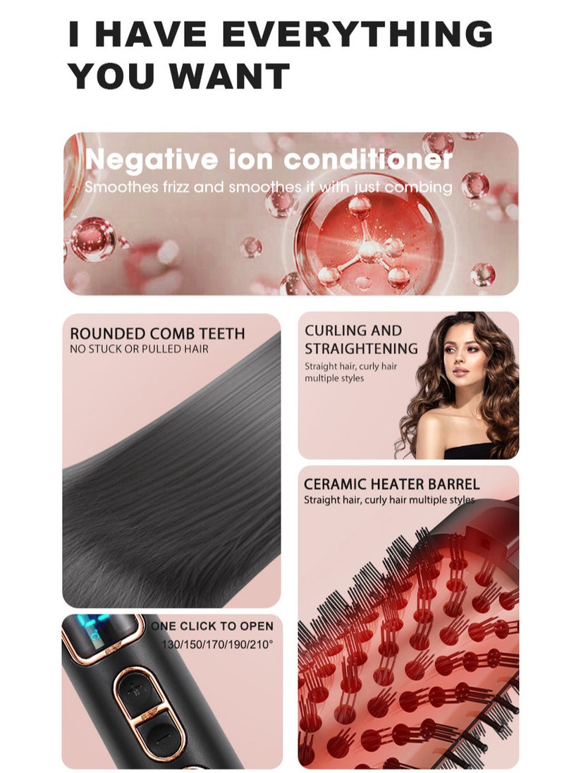 Joshberg 38mm Ceramic Curling Iron,Thermal Round Brush for Blowout Look, Heated Hair Curling Brush with Led Display, Curling Iron Styler with 10 Temperature Control, Dual Voltage for Travel, Rose Gold  - Image 4