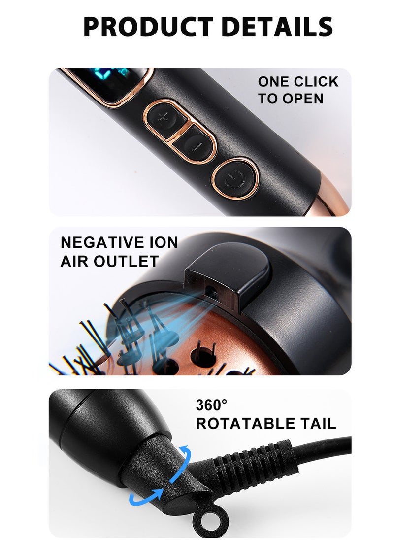 Joshberg 38mm Ceramic Curling Iron,Thermal Round Brush for Blowout Look, Heated Hair Curling Brush with Led Display, Curling Iron Styler with 10 Temperature Control, Dual Voltage for Travel, Rose Gold  - Image 5