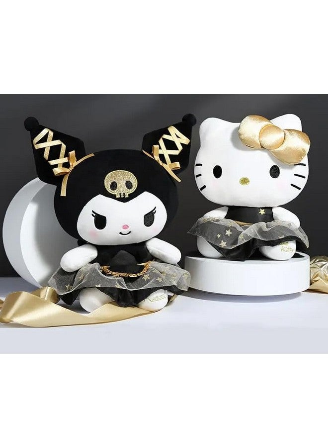 سكوبا مجموعة ألعاب محشوة من SCOOBA Kuroomii وHello Kitty، باللونين الأسود والأبيض، قطعتين - Image 1