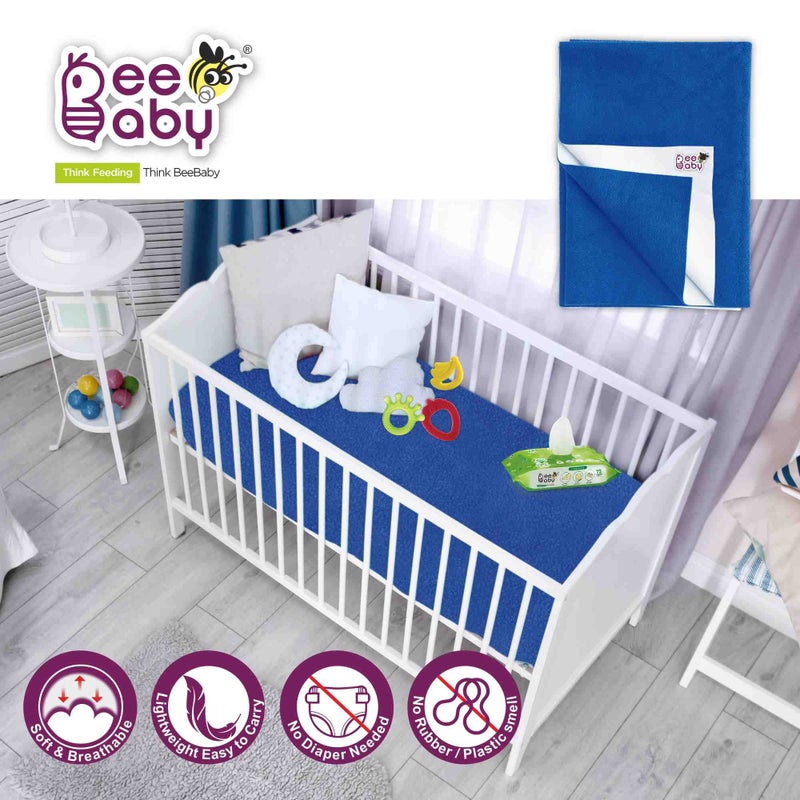 BeeBaby UltraDry Waterproof Quick Dry Sheets for Baby. High Absorbent, Anti - Piling, Reusable Bed Protector for Infants, New Born, Toddlers. (Medium - 70cm x 100cm) (Dark Blue, Sky Blue - Pack of 2) - Image 3