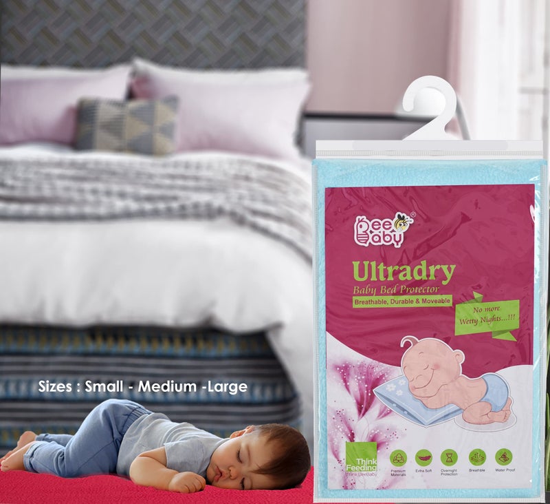 BeeBaby UltraDry Waterproof Quick Dry Sheets for Baby. High Absorbent, Anti - Piling, Reusable Bed Protector for Infants, New Born, Toddlers. (Medium - 70cm x 100cm) (Dark Blue, Sky Blue - Pack of 2) - Image 2