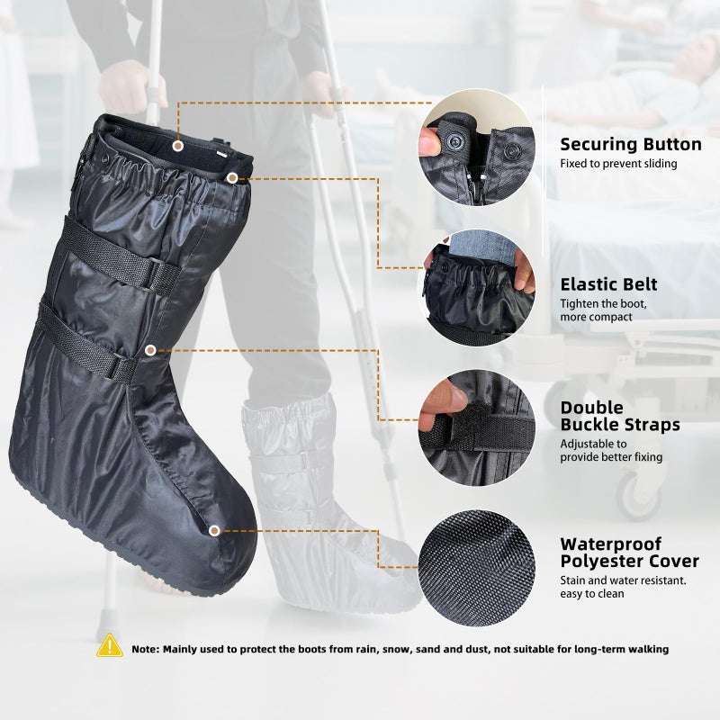 FONOFOX Waterproof Boot Cover for Medical and Orthopedic Boots, Heavy-Duty Non-Slip Sole, Reusable Shoe Protector for Rain, Snow, Beach, Garden, Indoor & Outdoor Use-Small-(Please Measure The Medical Boot Carefully) - Image 2