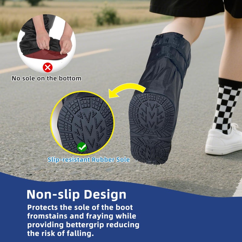 FONOFOX Waterproof Boot Cover for Medical and Orthopedic Boots, Heavy-Duty Non-Slip Sole, Reusable Shoe Protector for Rain, Snow, Beach, Garden, Indoor & Outdoor Use-Small-(Please Measure The Medical Boot Carefully) - Image 3