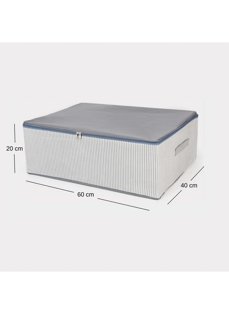 Nacarev 4 Pieces Large Size Line Pattern Printed Gray Bed Base Organizer Storage Storage Set 60x40x20 cm