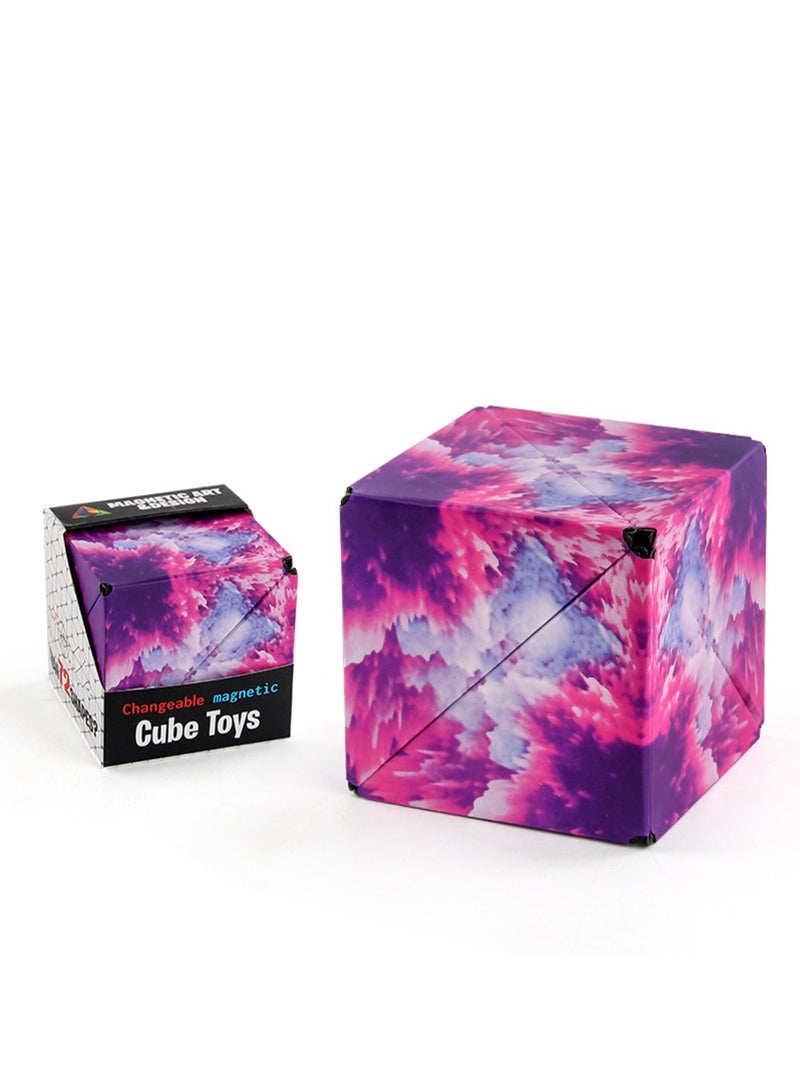 لعبة مكعب روبيك الخشبي المغناطيسي ثلاثي الأبعاد، مكعبات بناء مغناطيسية ثلاثية الأبعاد لتخفيف الضغط والوجه اللانهائي (مكعب روبيك الهندسي الأرجواني) - Image 1