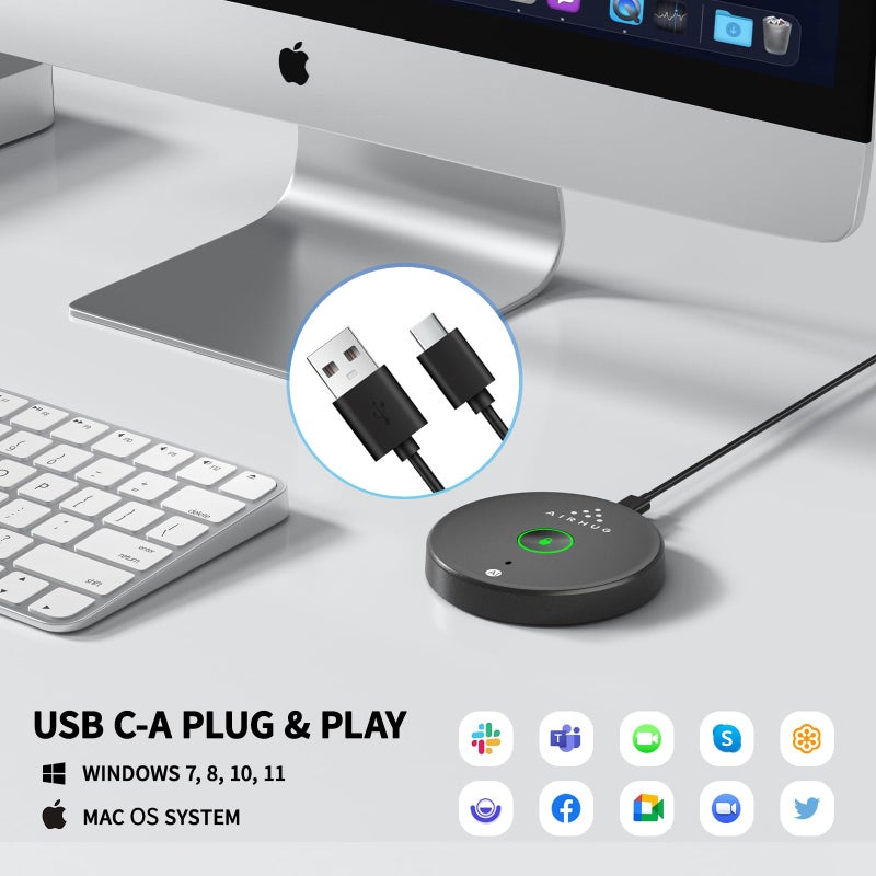 AIRHUG USB Microphone No Speaker,Desktop Computer Mic, Mute Button with LED Indicator,AI Noise Reduction,Plug & Play Omnidirectional Condenser PC Laptop Mics,for Online Calls/Class/Recording Video - Image 5