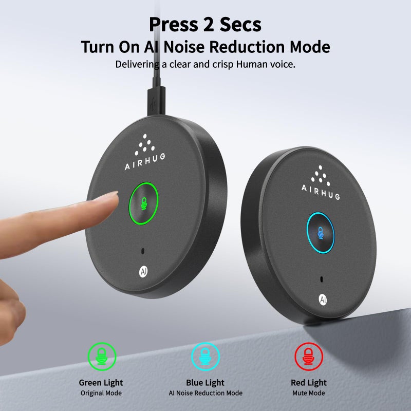 AIRHUG USB Microphone No Speaker,Desktop Computer Mic, Mute Button with LED Indicator,AI Noise Reduction,Plug & Play Omnidirectional Condenser PC Laptop Mics,for Online Calls/Class/Recording Video - Image 3