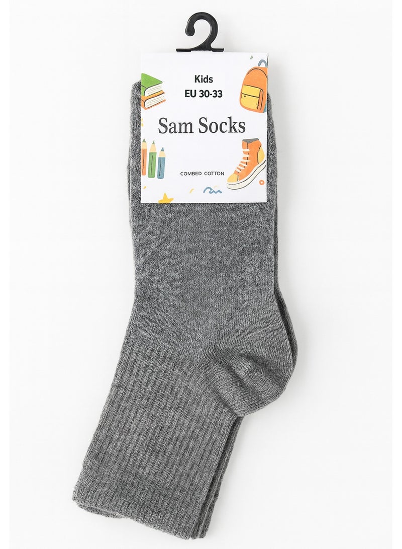 سام سوكس مجموعة من 3 جوارب مدرسية طويلة سادة للأطفال باللون الرمادي مقاس 30-33 - Image 5