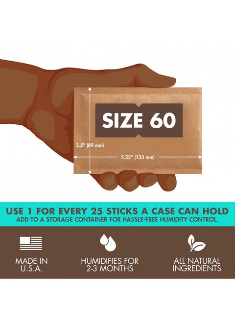 Boveda 69% Two-Way Humidity Control Packs For Plastic And Wood Humidifier Boxes And Zip Lock Bags – Size 60 – 12 Pack – Moisture Absorbers – Humidifier Packs – Individually Wrapped Hydration Packets