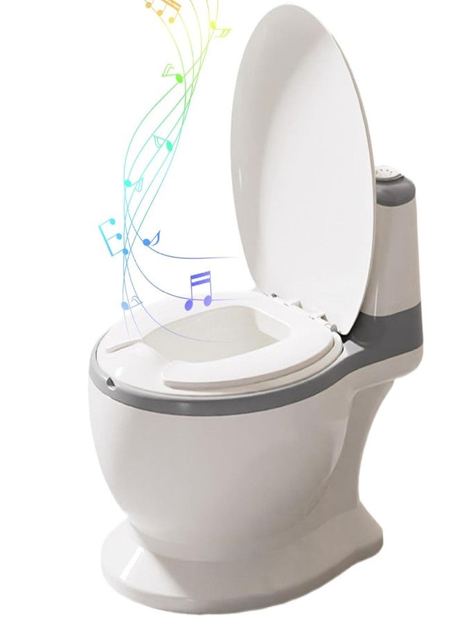 Nabhya Musical Premium Realistic Baby Commode Western Toilet Training Potty Seat With Soft Cushion & Removable Toilet Pot & Paper Dispenser Box Potty Seat (For 6 Month To 4 Year) (Grey) - Image 1