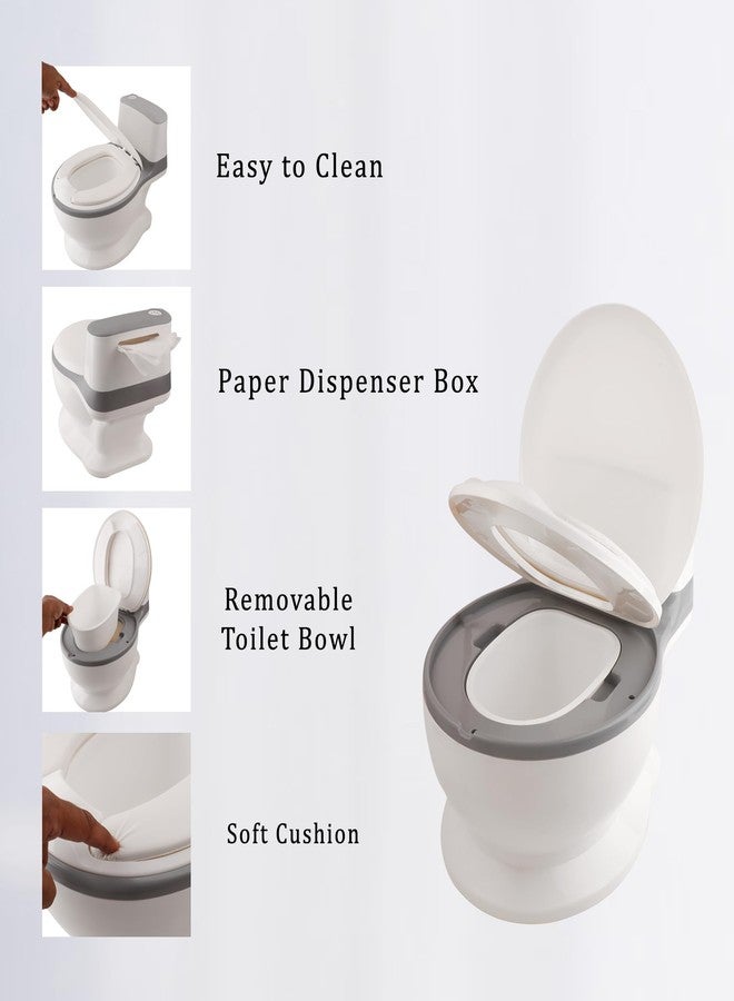 Nabhya Musical Premium Realistic Baby Commode Western Toilet Training Potty Seat With Soft Cushion & Removable Toilet Pot & Paper Dispenser Box Potty Seat (For 6 Month To 4 Year) (Grey) - Image 5