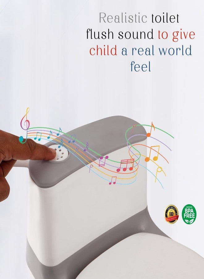 Nabhya Musical Premium Realistic Baby Commode Western Toilet Training Potty Seat With Soft Cushion & Removable Toilet Pot & Paper Dispenser Box Potty Seat (For 6 Month To 4 Year) (Grey) - Image 4