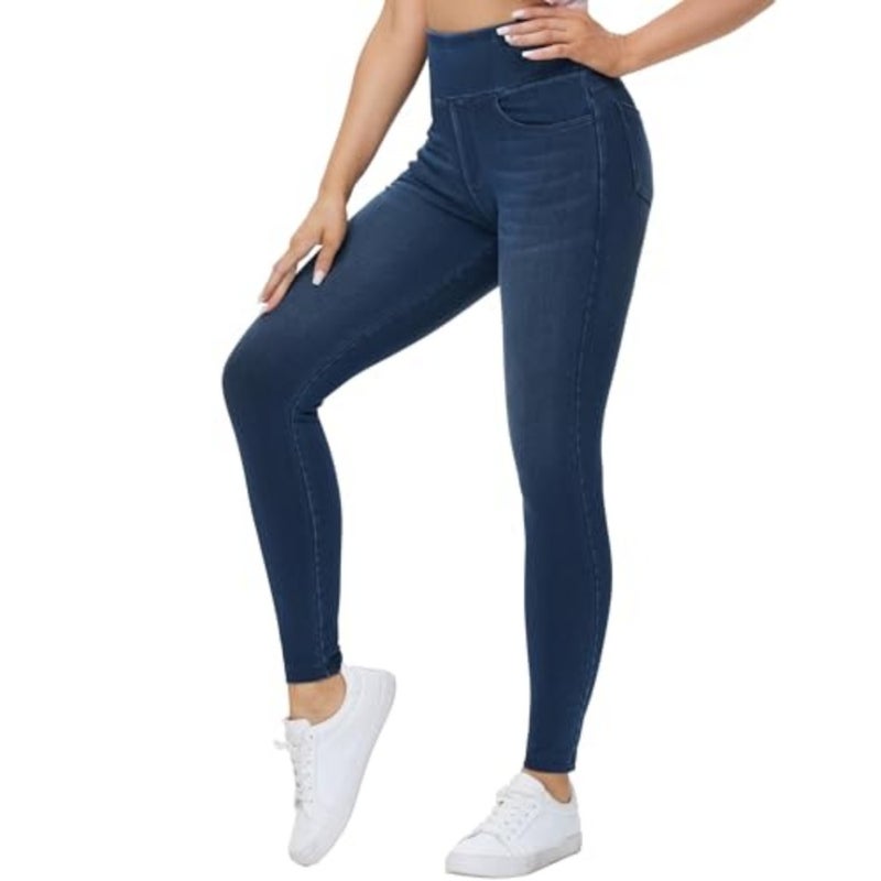 THE GYM PEOPLE Women's High Waisted Jeggings Pants Stretchy Jean Leggings - Image 1