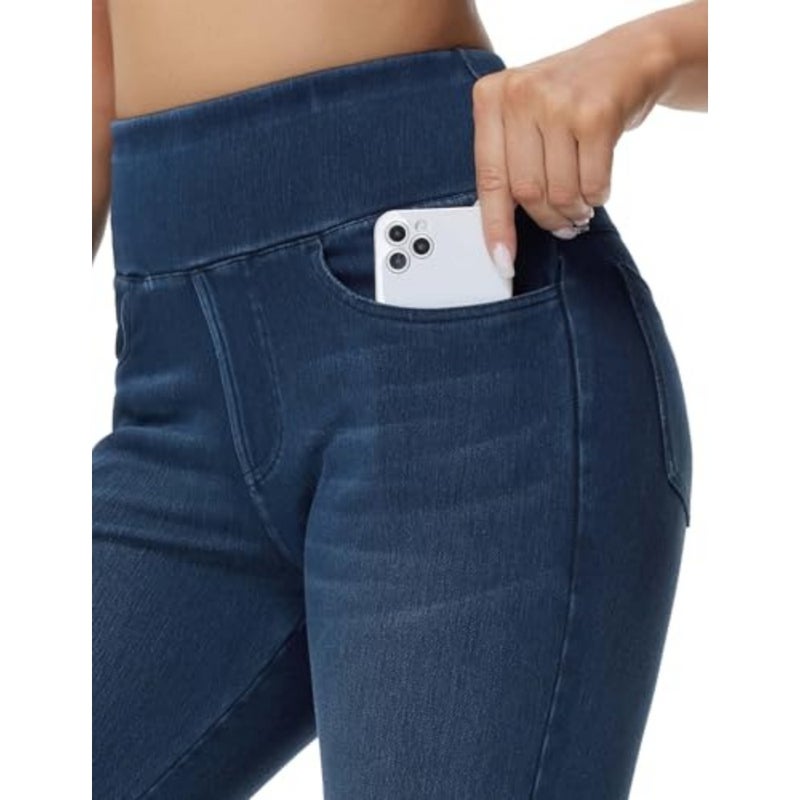 THE GYM PEOPLE Women's High Waisted Jeggings Pants Stretchy Jean Leggings - Image 3