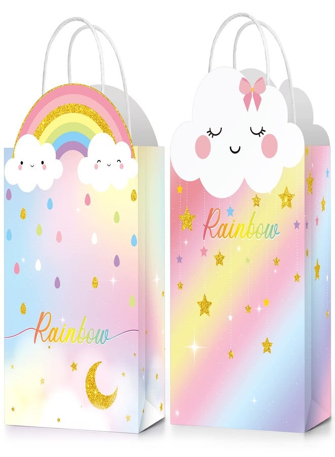 TaoBary 16 Pcs Rainbow Party Favor Bags 8.3 x 6 x 3.2 Inch Rainbow Cloud Birthday Goodie Candy Present Bags with Handles Pastel Treat Gift for Girls Kids Baby Shower Party Decor Supplies - Image 1