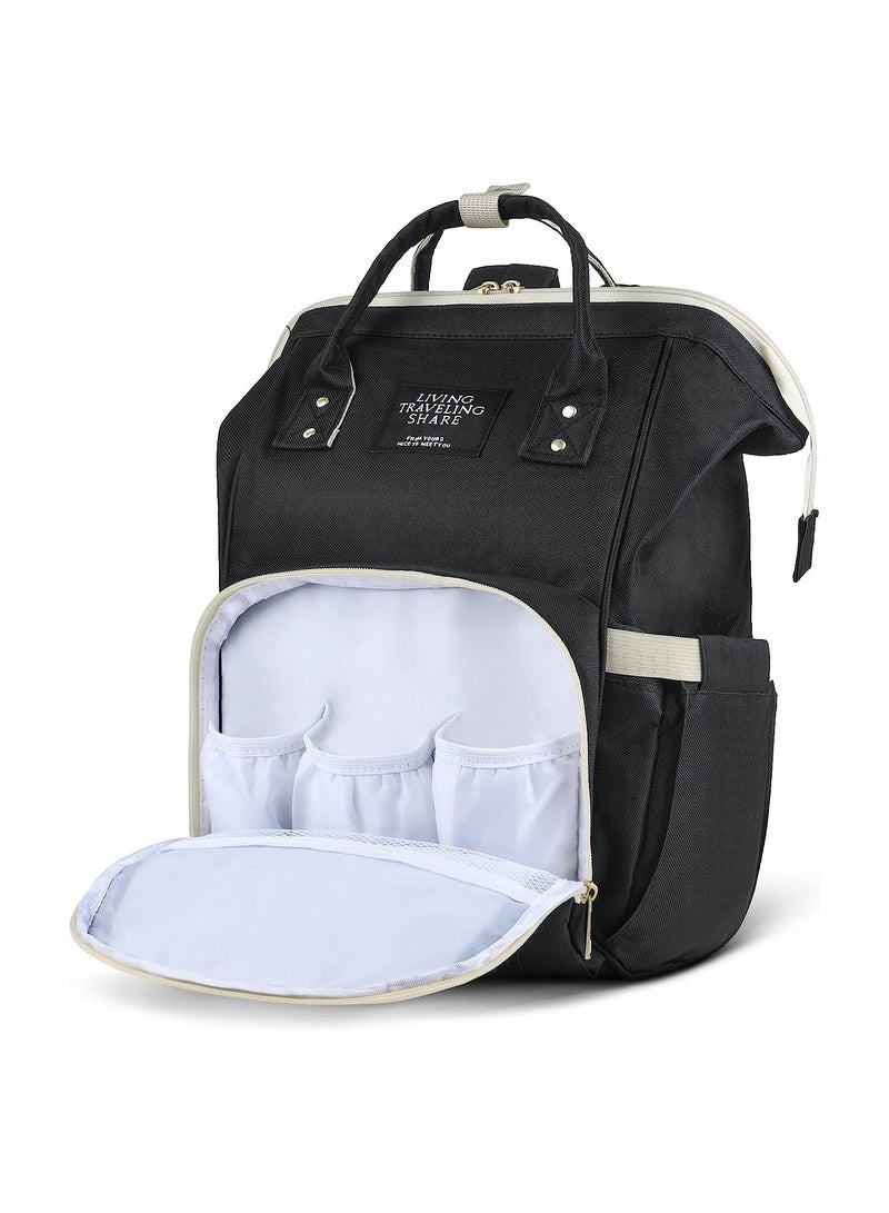 KASTWAVE Baby Changing Bags, Insulated the Baby Bottle Bag, Waterproof Large Capacity Baby Travel Rucksack, Multi-Function Nappy Tote Shoulder Bag Organizer Mum Dad Backpack, Black - Image 1