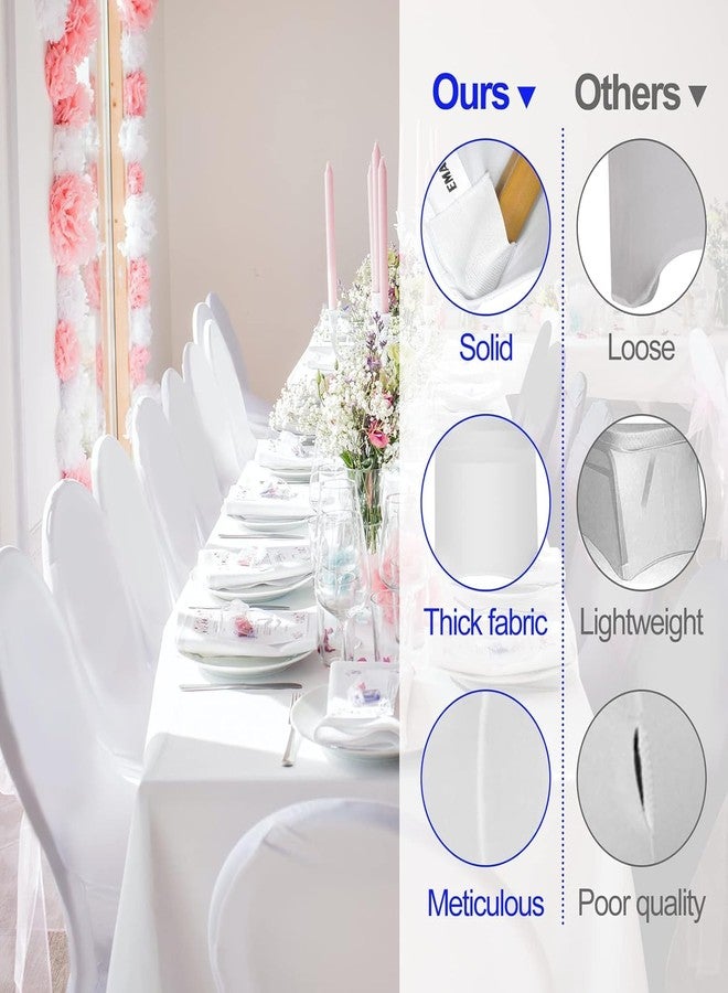 EMART White Chair Covers 10 Pcs Spandex Stretch Universal Standard Seat Slipcovers Fitted for Wedding Bulk, Party, Banquet and Holidays Celebration - Image 2