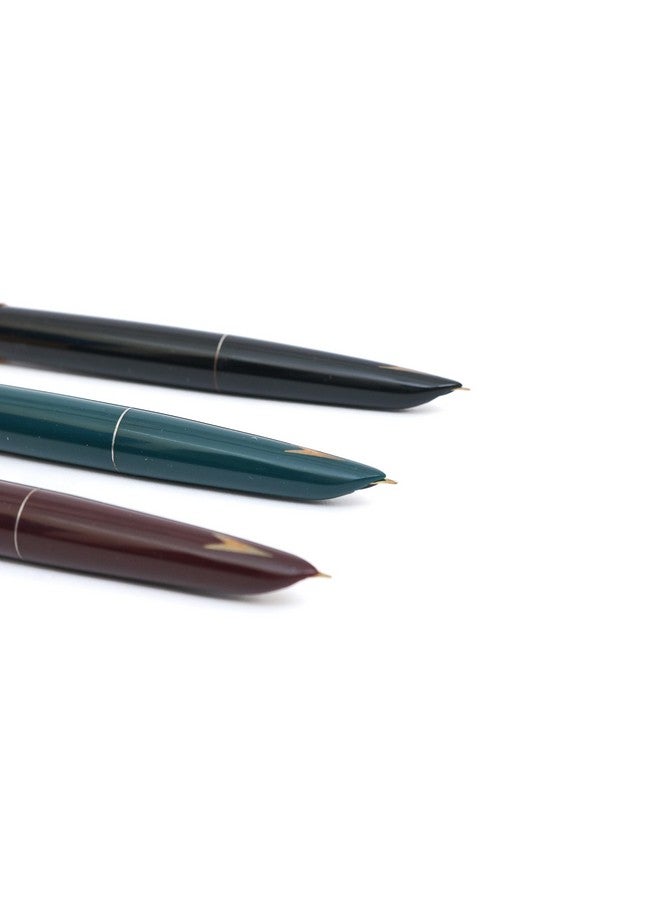 Gold Leaf GOLD LEAF Hero Pen 330 Original Fountain Ink Pen Iridium Tipped Fine Nib Gold Cap Black Green Maroon - Set of 3  - Image 2