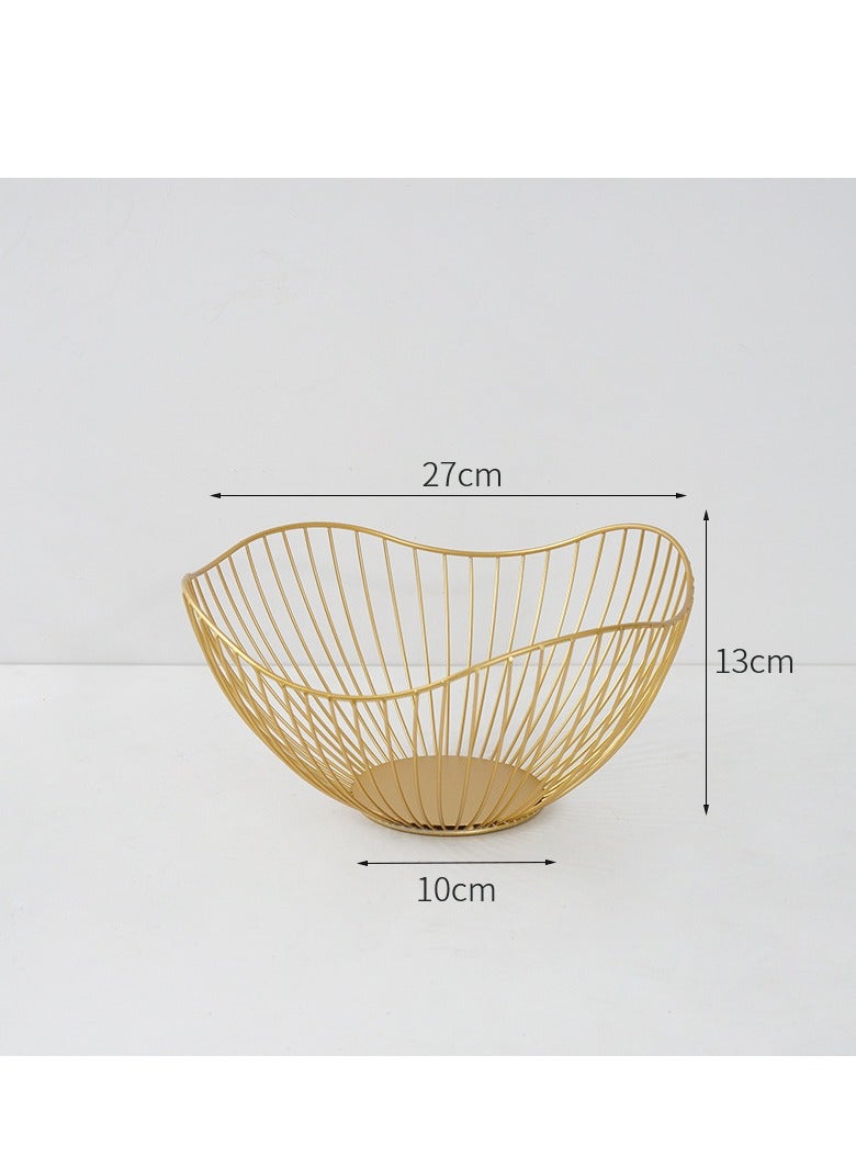 إسكدنيا وعاء فواكه وخضروات معدني ذهبي كبير متموج لطاولة المطبخ - Image 5