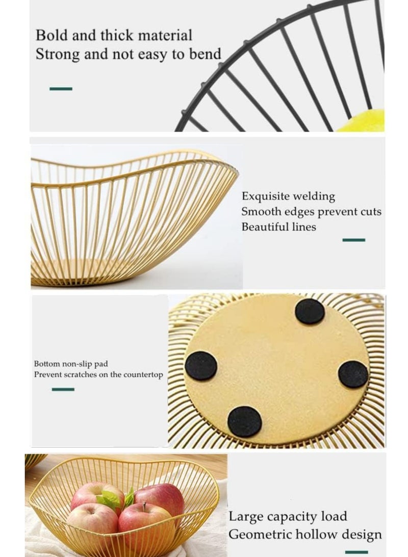 إسكدنيا وعاء فواكه وخضروات معدني ذهبي كبير متموج لطاولة المطبخ - Image 3