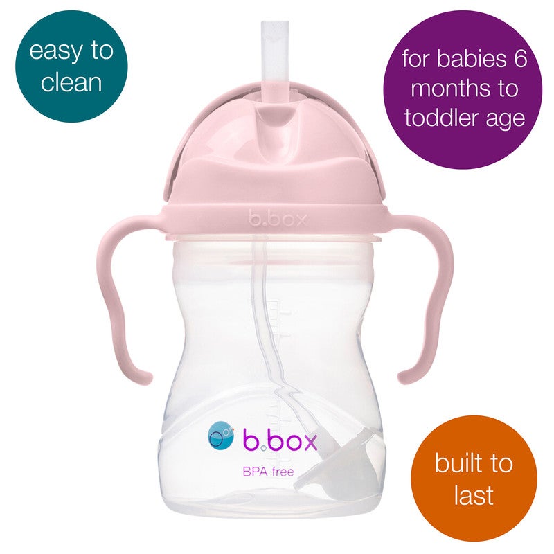 B.box Sippy Cup | Drink from any Angle | Fliptop, Weighted Straw, Leak Proof & Easy Grip | BPA Free, Dishwasher safe | From 6m+ | 240ml/8 oz (Blush) - Image 2